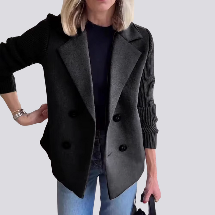 Levoire | Blazer Élégant Avec Manches En Tricot Gris foncé
