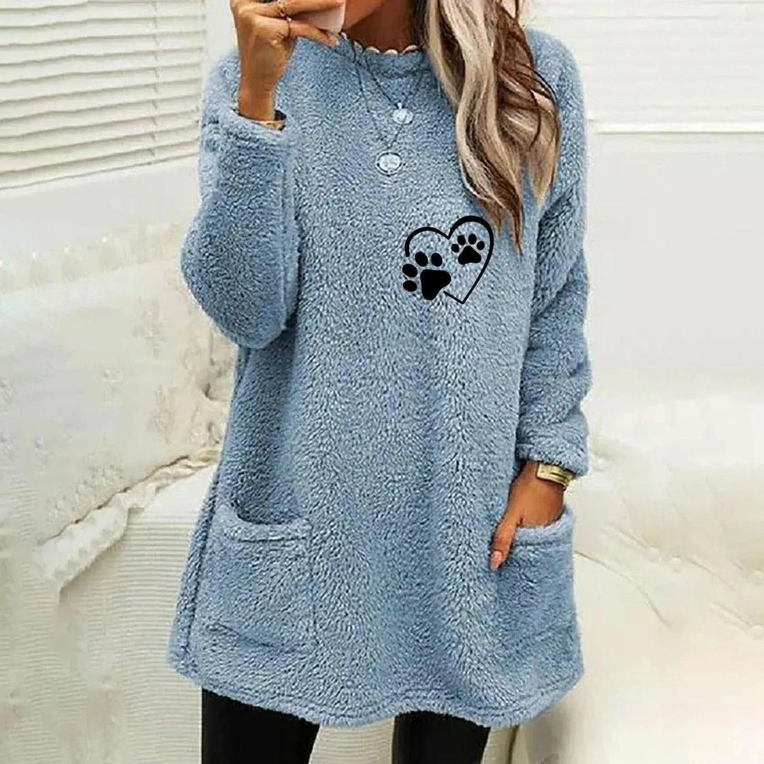 Levoire | Pull over en coton pour femmes à manches longues Bleu clair