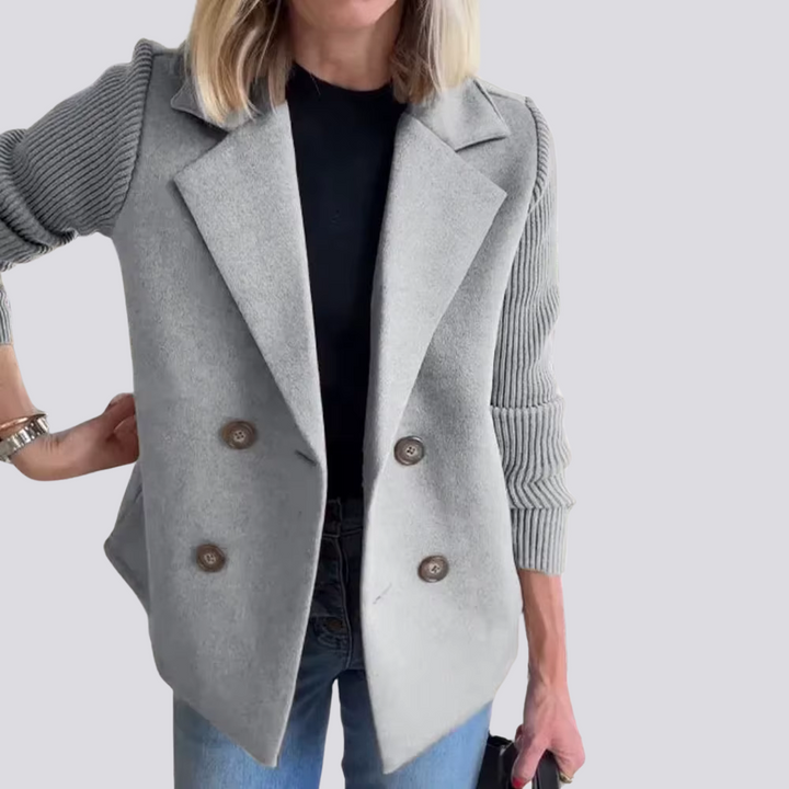 Levoire | Blazer Élégant Avec Manches En Tricot Gris clair