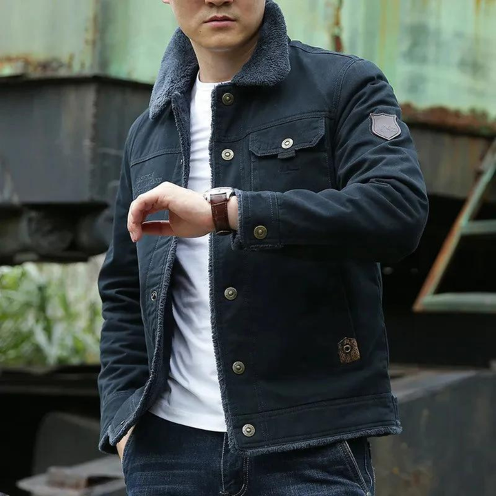 Levoire | Veste Classique Pour Hommes Avec Doublure En Teddy Bleu Marine