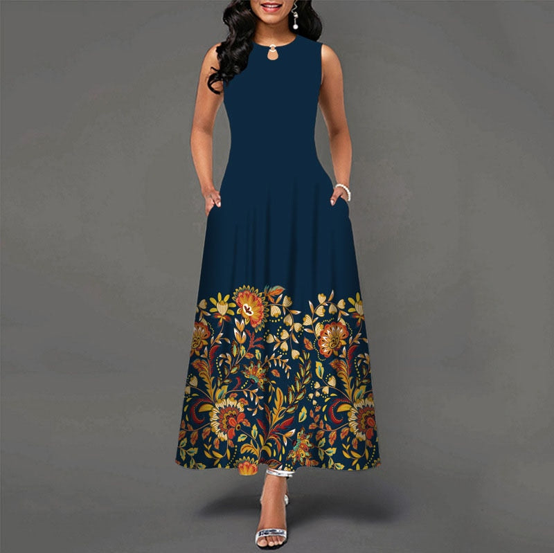 Levoire | Robe Longue Sans Manches Pour Femme Bleu marine