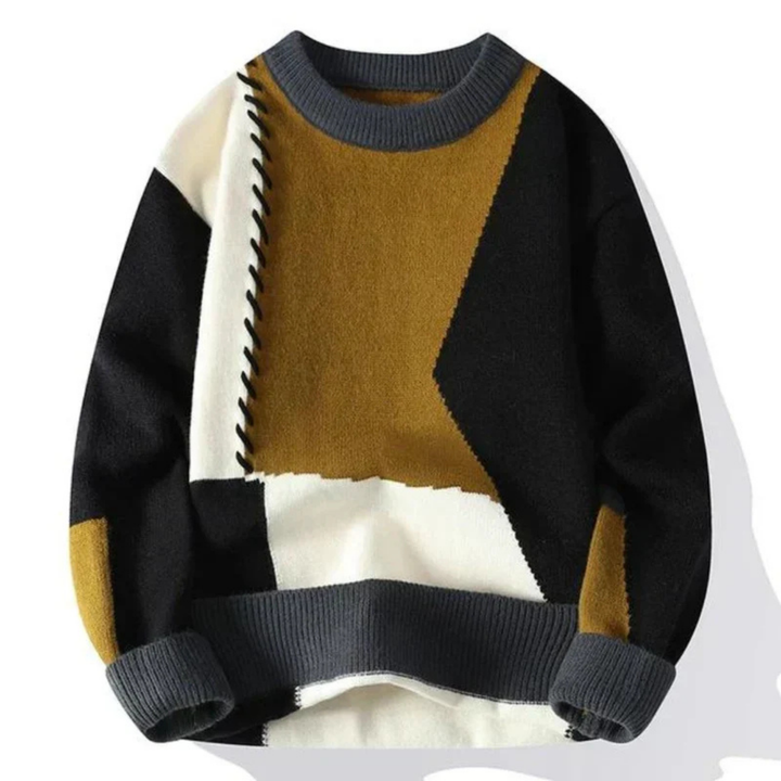 Levoire | Pull En Tricot Pour Hommes Avec Design Color Block Braun
