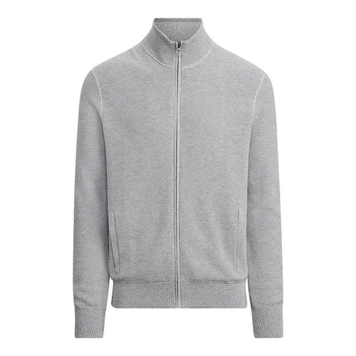 Levoire | Pull-over en laine à zip pour hommes Slim-Fit uni