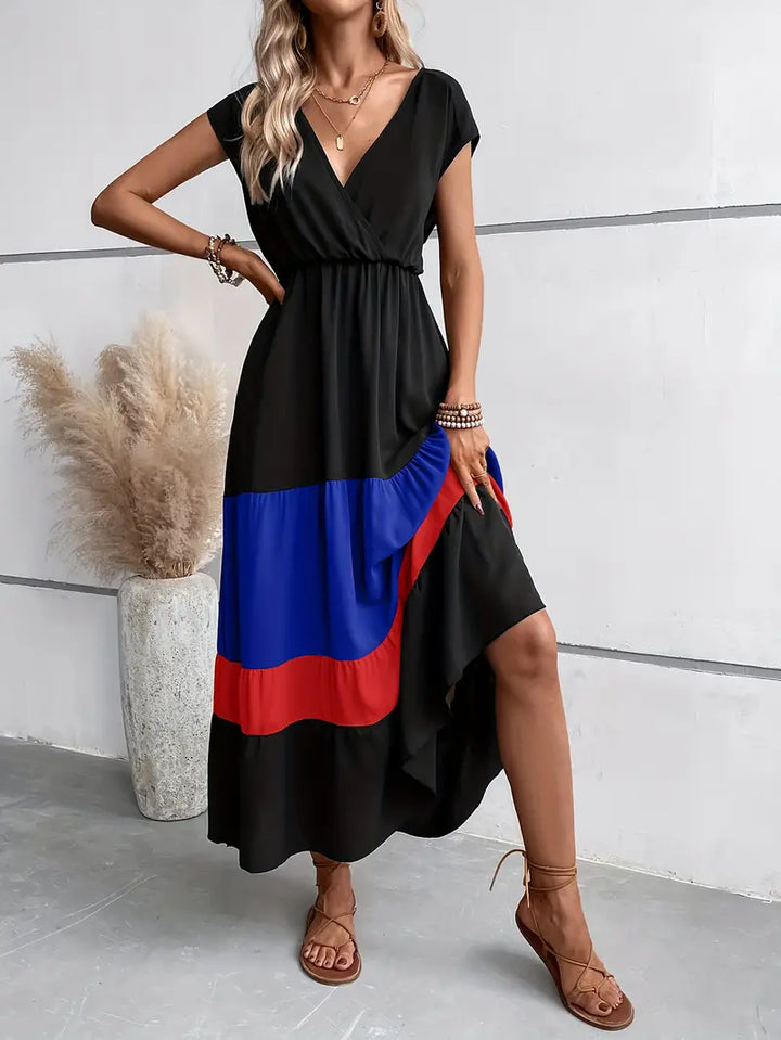 Levoire | Robe Plissée À Blocs De Couleurs Noir
