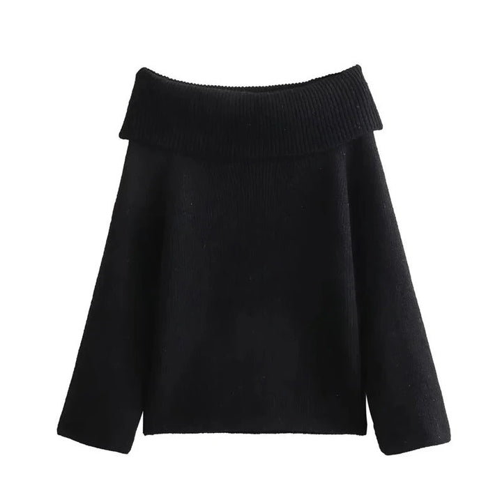 Levoire | Pull Luxe À Épaules Dénudées À Manches Longues Noir