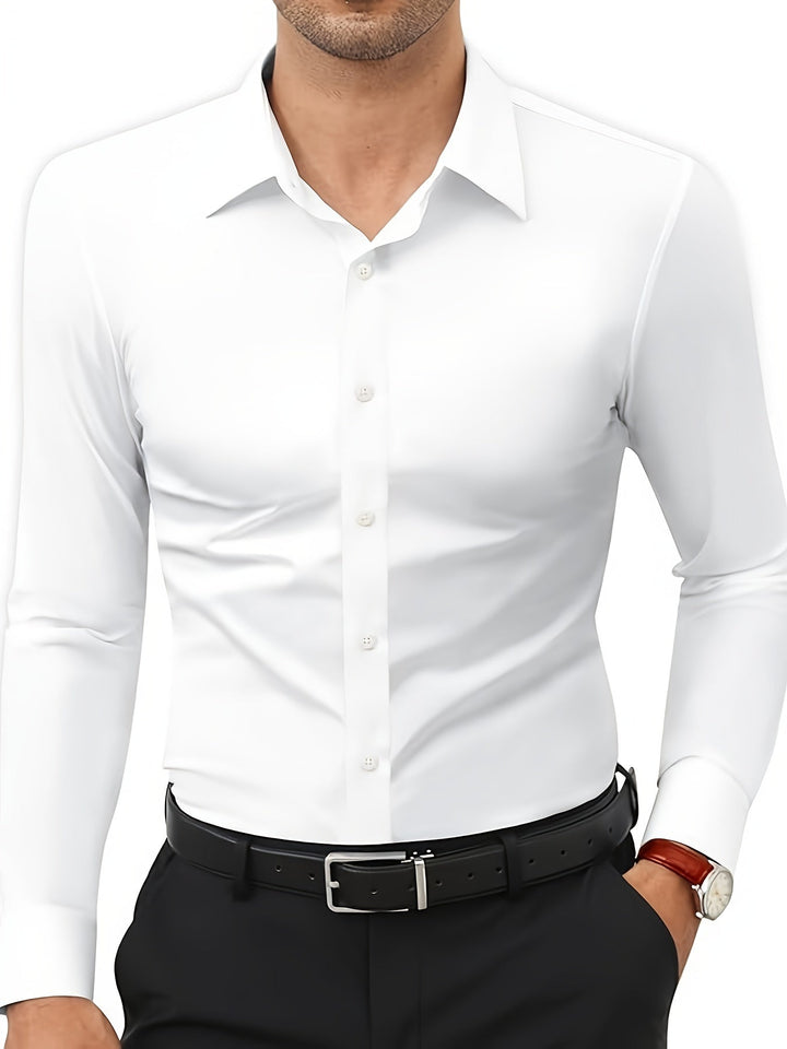 Levoire | Slim Fit Stretch Chemise Homme Boutonnée Blanc