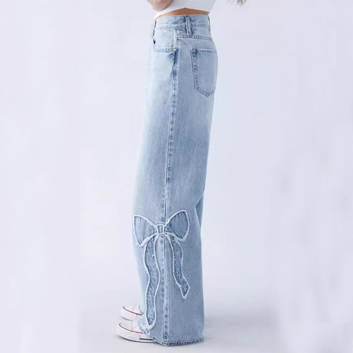 Levoire | Pantalon En Denim Avec Broderie À Nœud Bleu clair