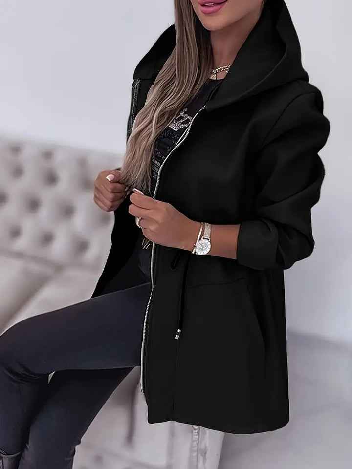 Levoire | Manteau De Pluie Imperméable Avec Capuche Pour Femmes Noir