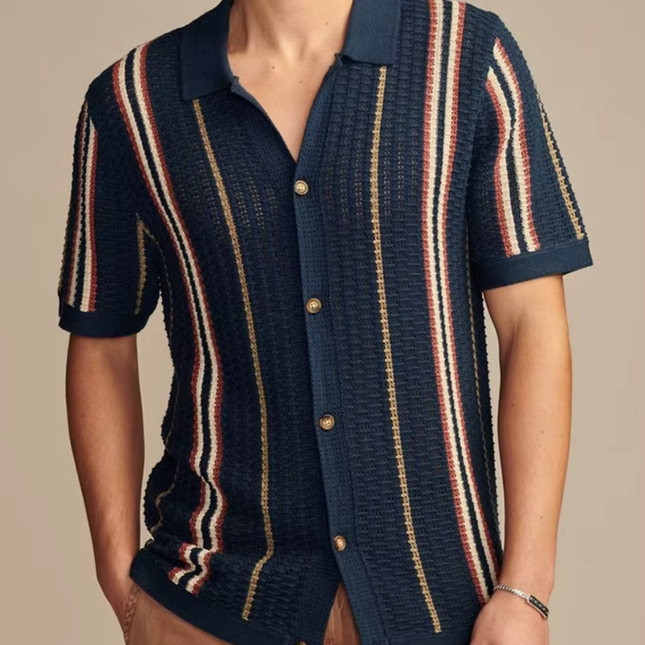 Levoire | Chemise en tricot rayée Bleu
