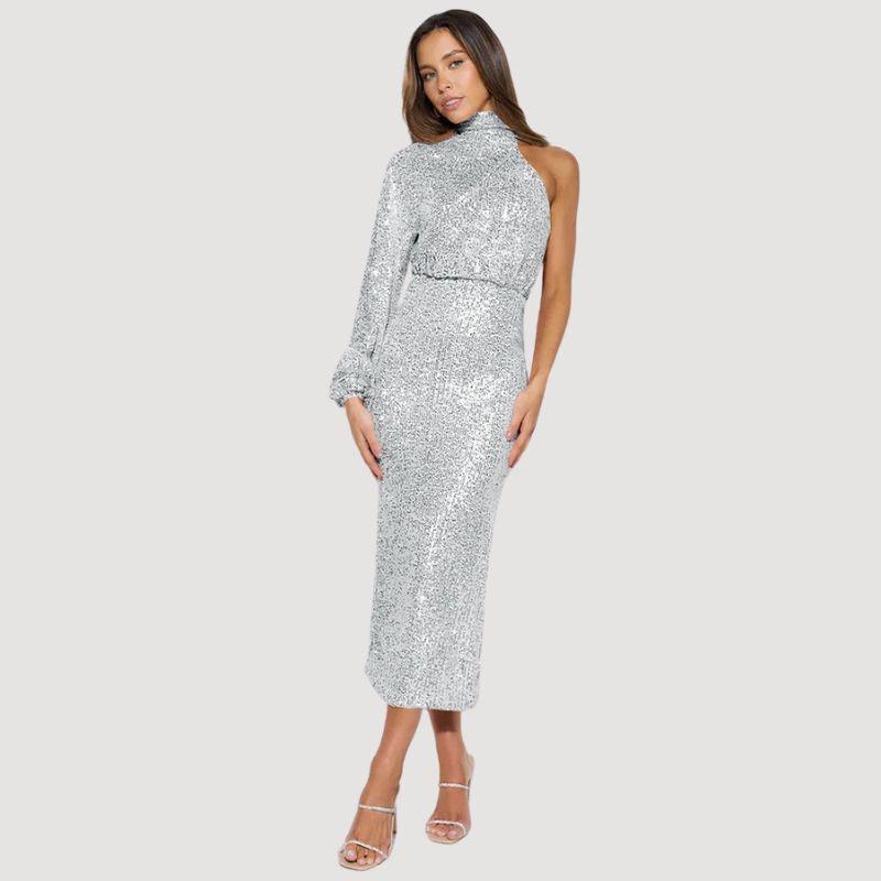 Levoire | Épaule Robe En Diamant Asymétrique Pour Femmes Blanc