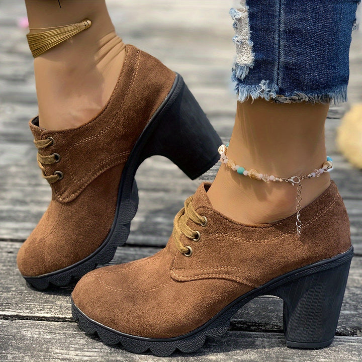 Levoire | Retro Épaisses Bottes À Talons Marron foncé