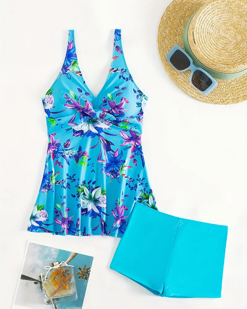 Levoire | Tankini Rafraîchissant Avec Motif Floral Et Porte-Jarretelles