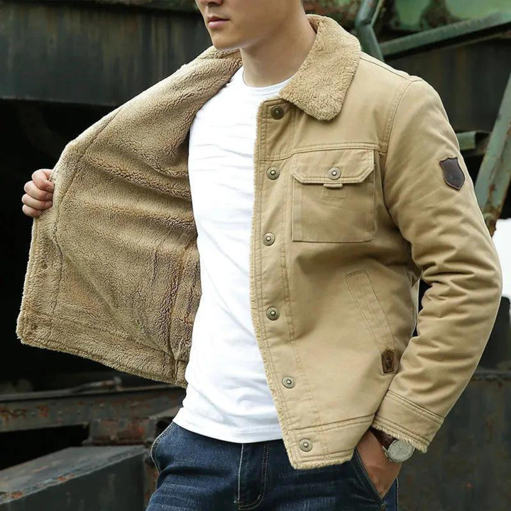 Levoire | Veste Classique Pour Hommes Avec Doublure En Teddy Khaki