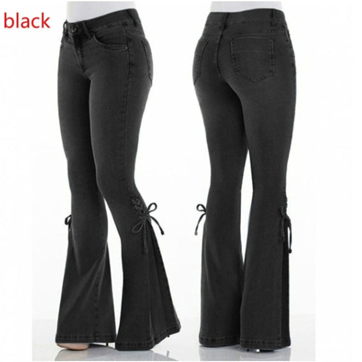 Levoire | Jean Large À Taille Haute Avec Lacets Pour Femmes Noir