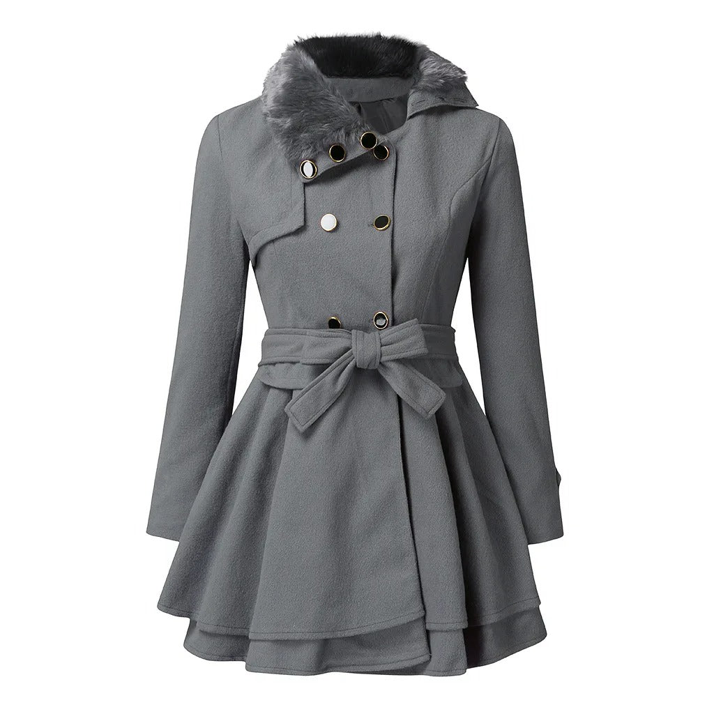 Levoire | Trench Chic Avec Fourrure Végétalienne Gris