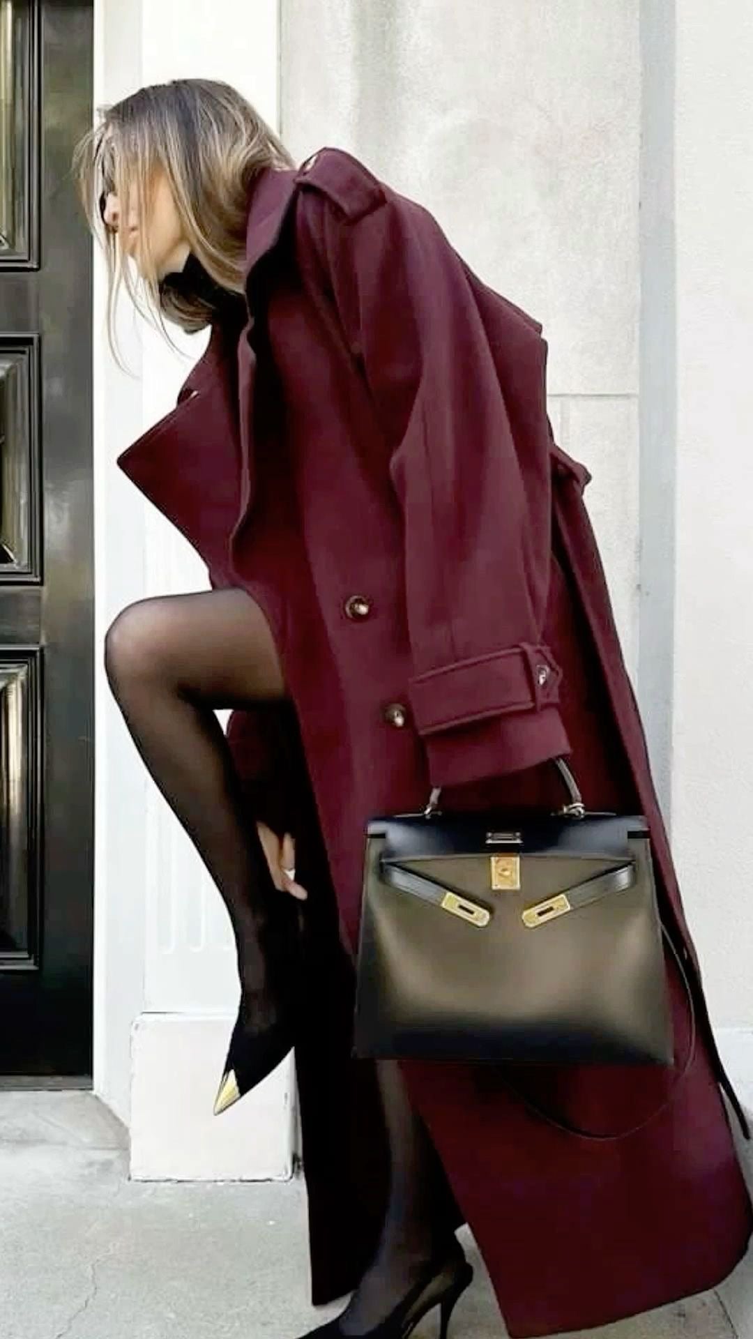 Levoire | Trench-Coat Élégant Couleur Bordeaux