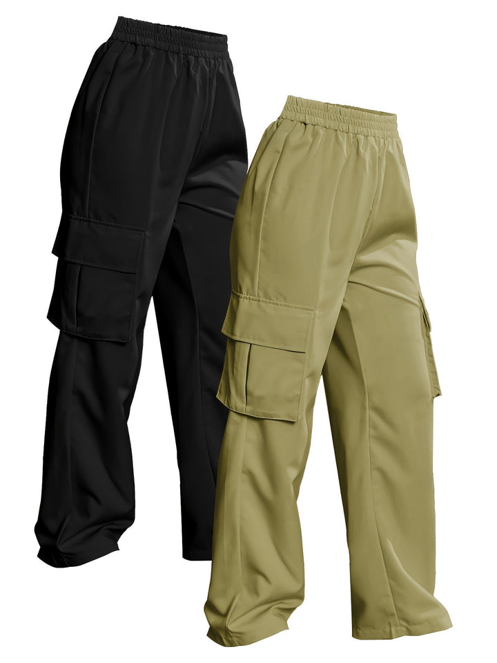 Levoire | Deux Séries De Pantalons Cargo Unis Noir + Vert olive