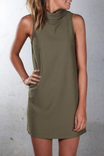 Levoire | Robe Décontractée à Col Haut et Sans Manches Vert