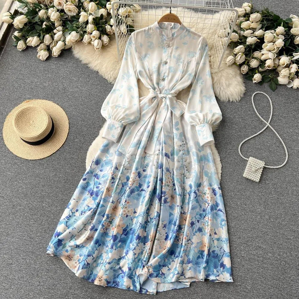 Levoire | Robe en chiffon Kukka avec des épingles à nourrice au col Bleu