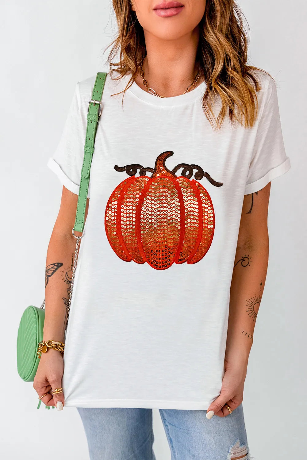 Levoire | Robe à paillettes longue avec décolleté rond à manches courtes T-shirt