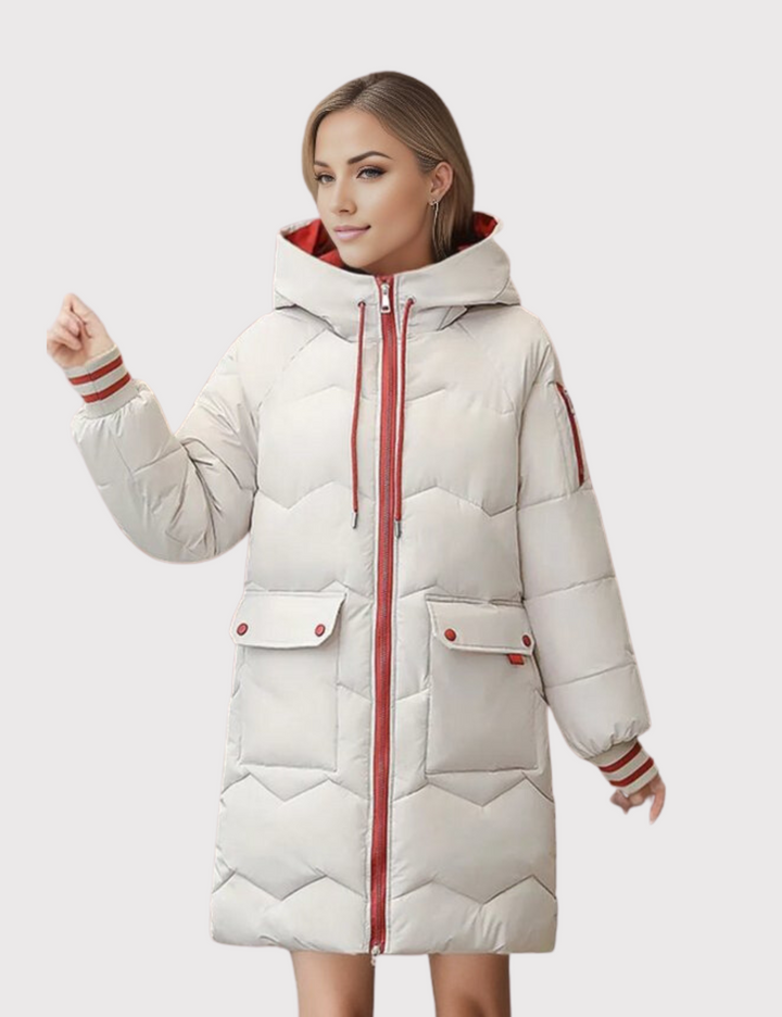 Levoire | Veste À Capuche Longue À Manches Longues Avec Poches Profondes Abricot
