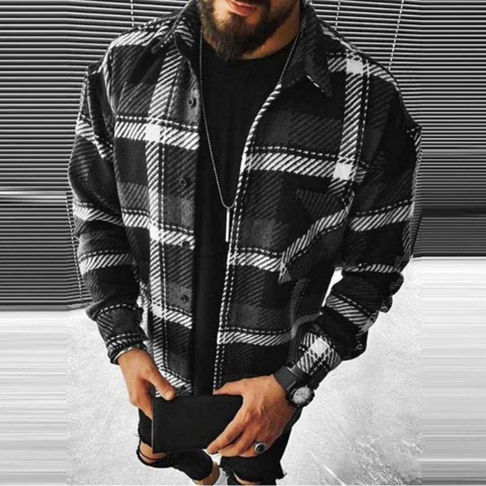 Levoire | Chemise à manches longues à carreaux pour hommes Noir