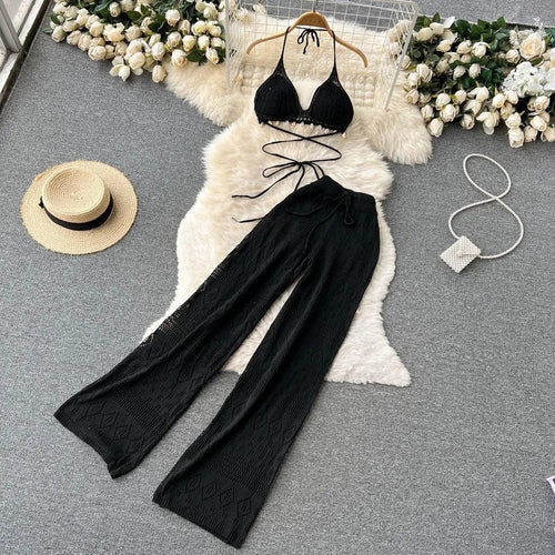 Levoire | Pantalons larges, droits à taille haute avec jambes larges et top
