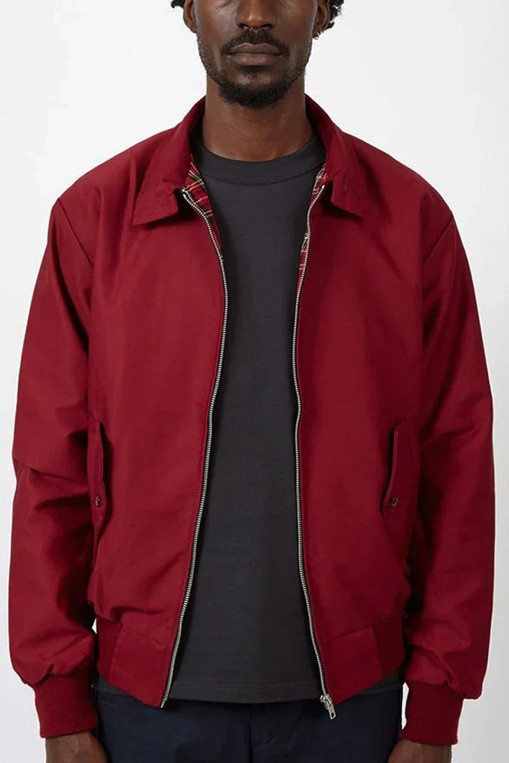 Levoire | Veste Bomber Classique Homme à Doublure Carreaux Bourgogne Noir
