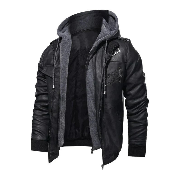 Levoire | Veste En Cuir Stylée Avec Capuche