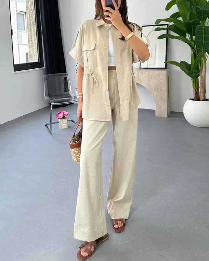 Levoire | Vêtements De Travail Ensemble À Deux Pièces Avec Cordon De Serrage Beige