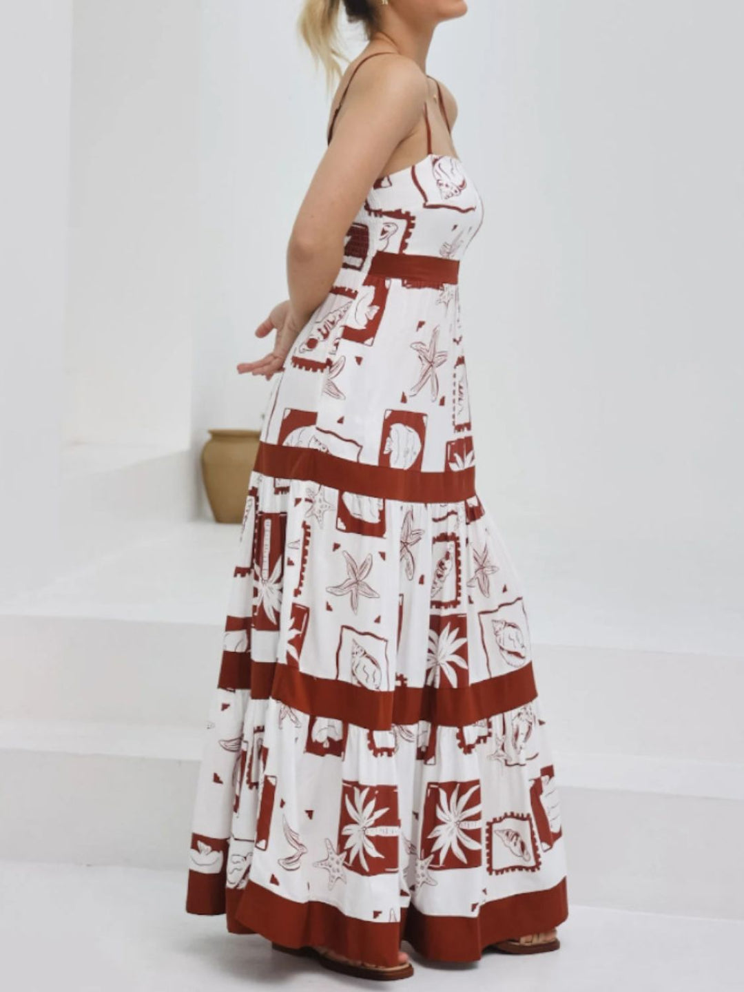 Levoire | Robe Maxi Cami À Découpe Carrée Imprimée