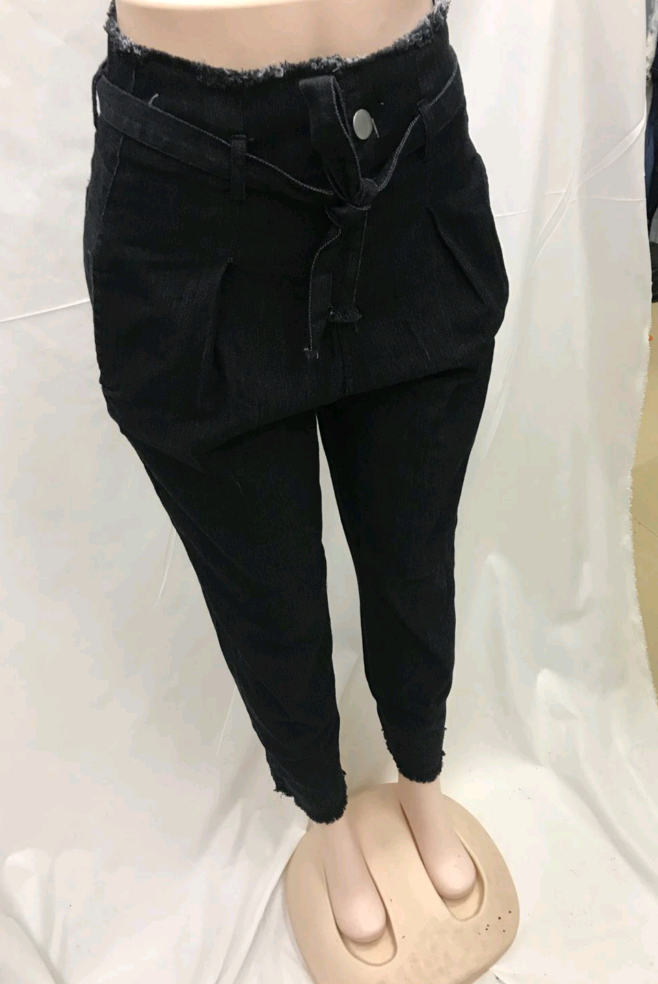 Levoire | Jeans Taille Haute Avec Ceinture À Panneau Avant Détaillé Noir