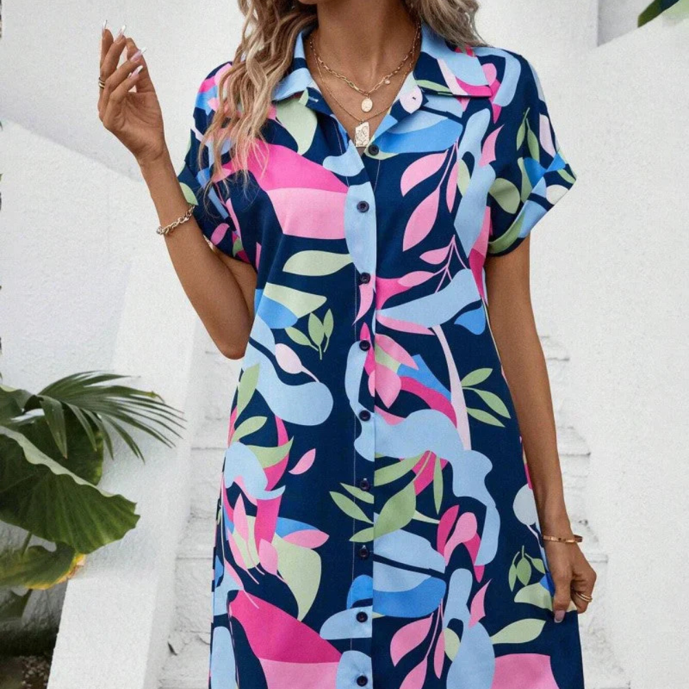 Levoire | Robe Chemise Colorée Pour Jours Ensoleillés Bleu