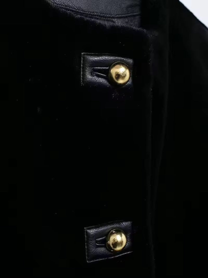Levoire | Veste En Velours Noir Élégant Avec Des Boutons Dorés