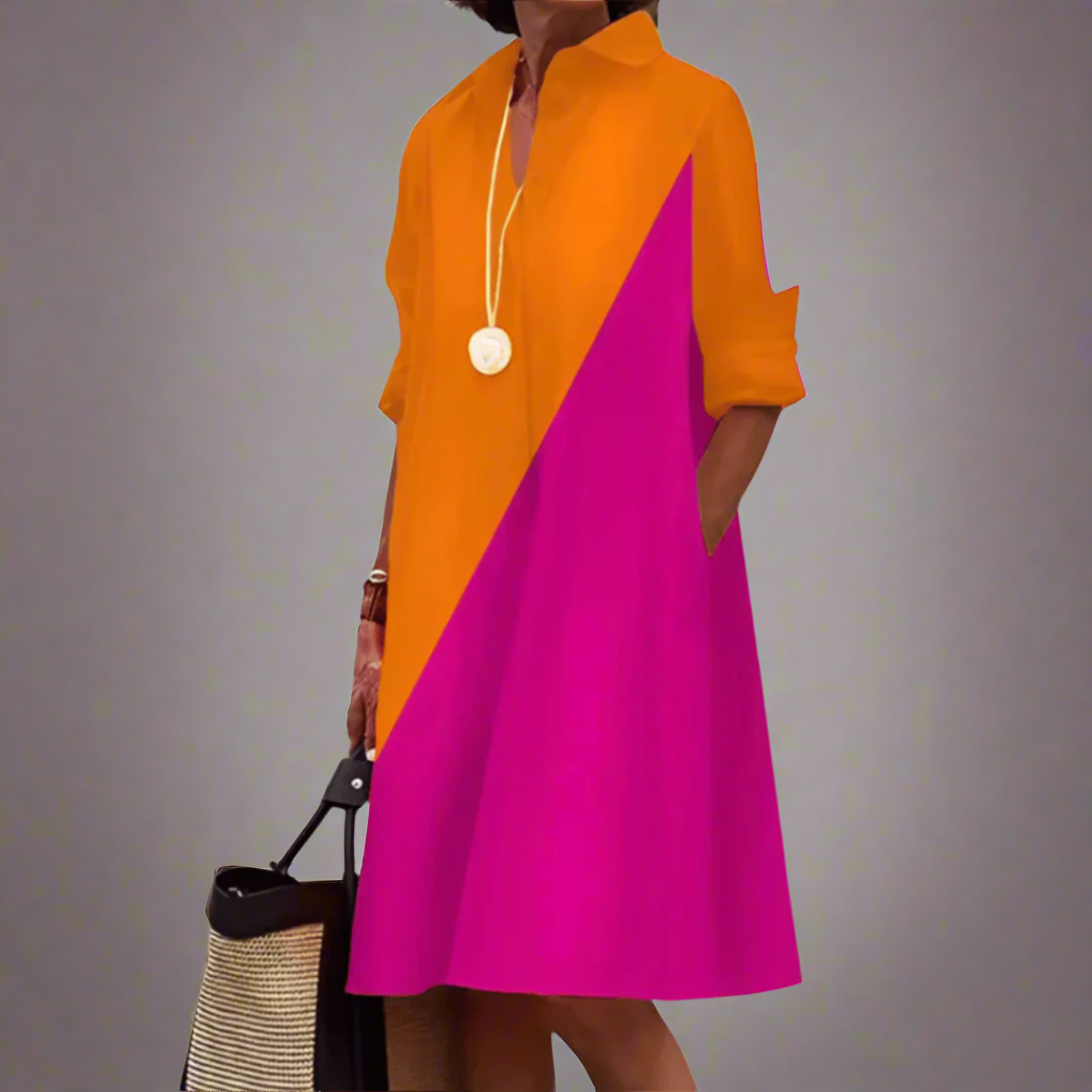 Levoire | Robe Polo Stylée En Tissu Premium Orange et Rose