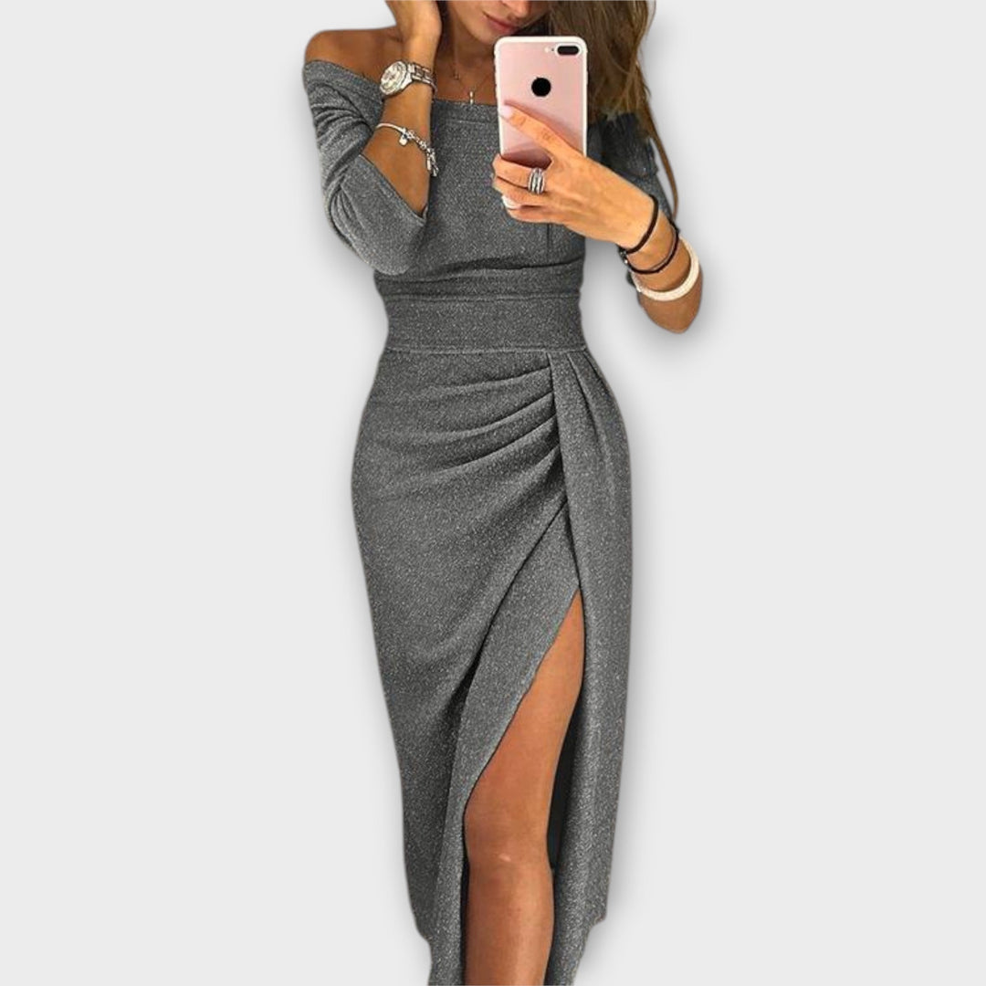 Levoire | Robe Élégante Décolletée Gris