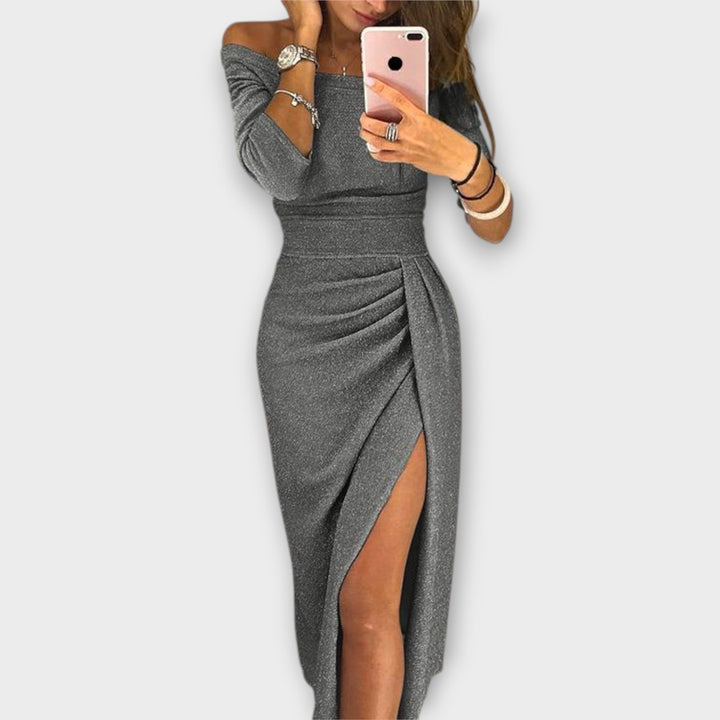 Levoire | Robe Élégante Décolletée Gris