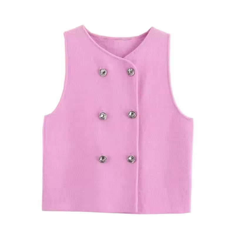 Levoire | Élégante Gilet Sans Manches Avec Boutons Décoratifs