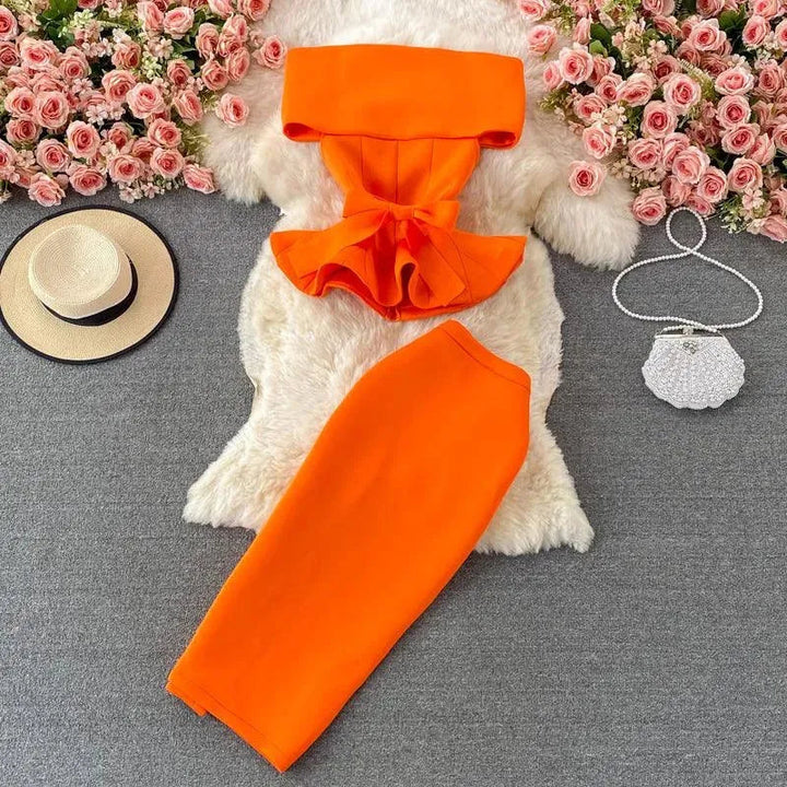 Levoire | Ensemble deux pièces avec des volants Orange