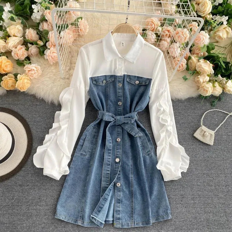 Levoire | Robe en denim rétro Bleu ciel Une taille