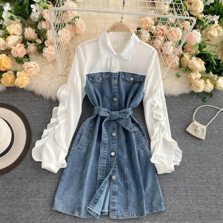 Levoire | Robe en denim rétro Bleu ciel Une taille