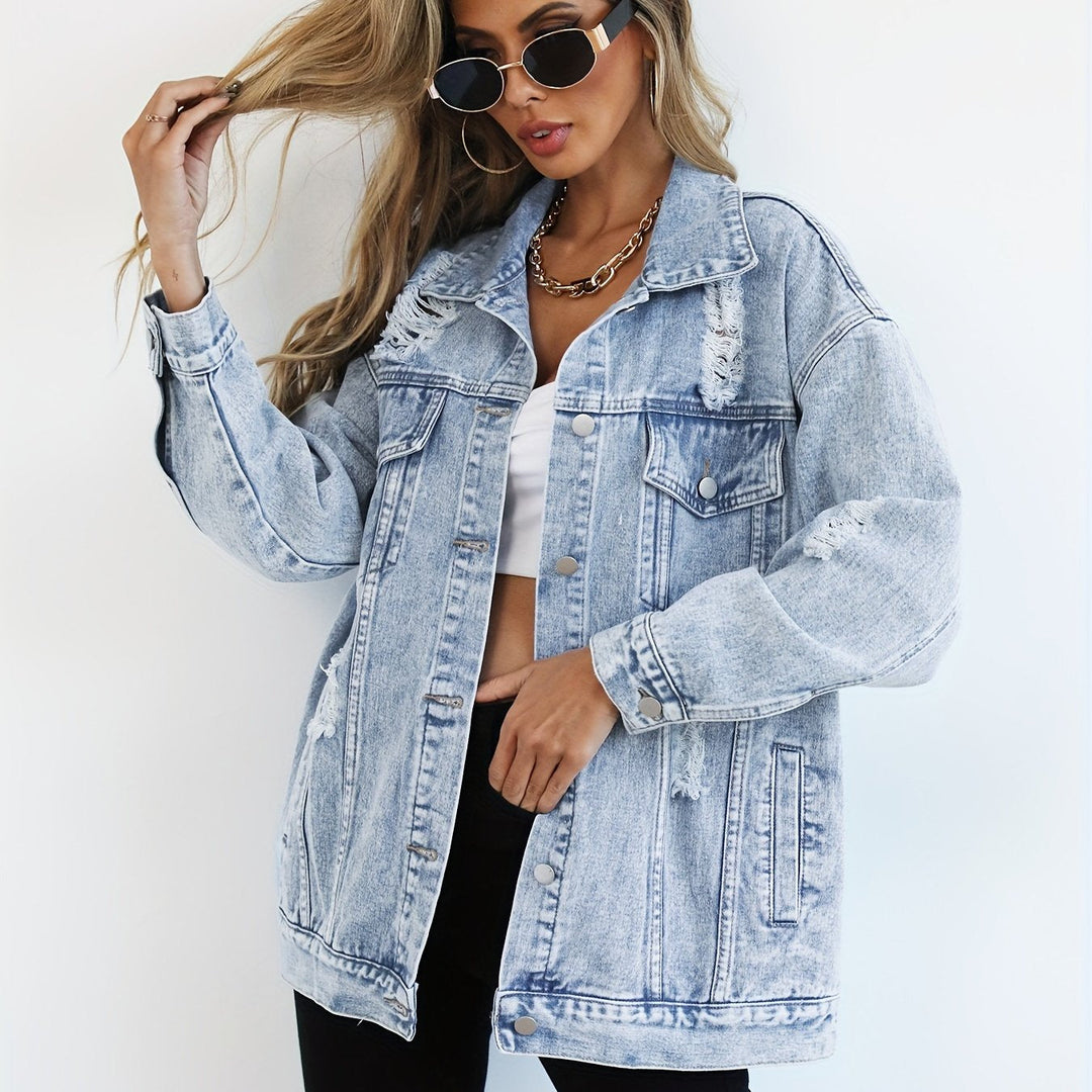 Levoire | Veste En Jean Grise À Manches Longues Et À Coupe Ample