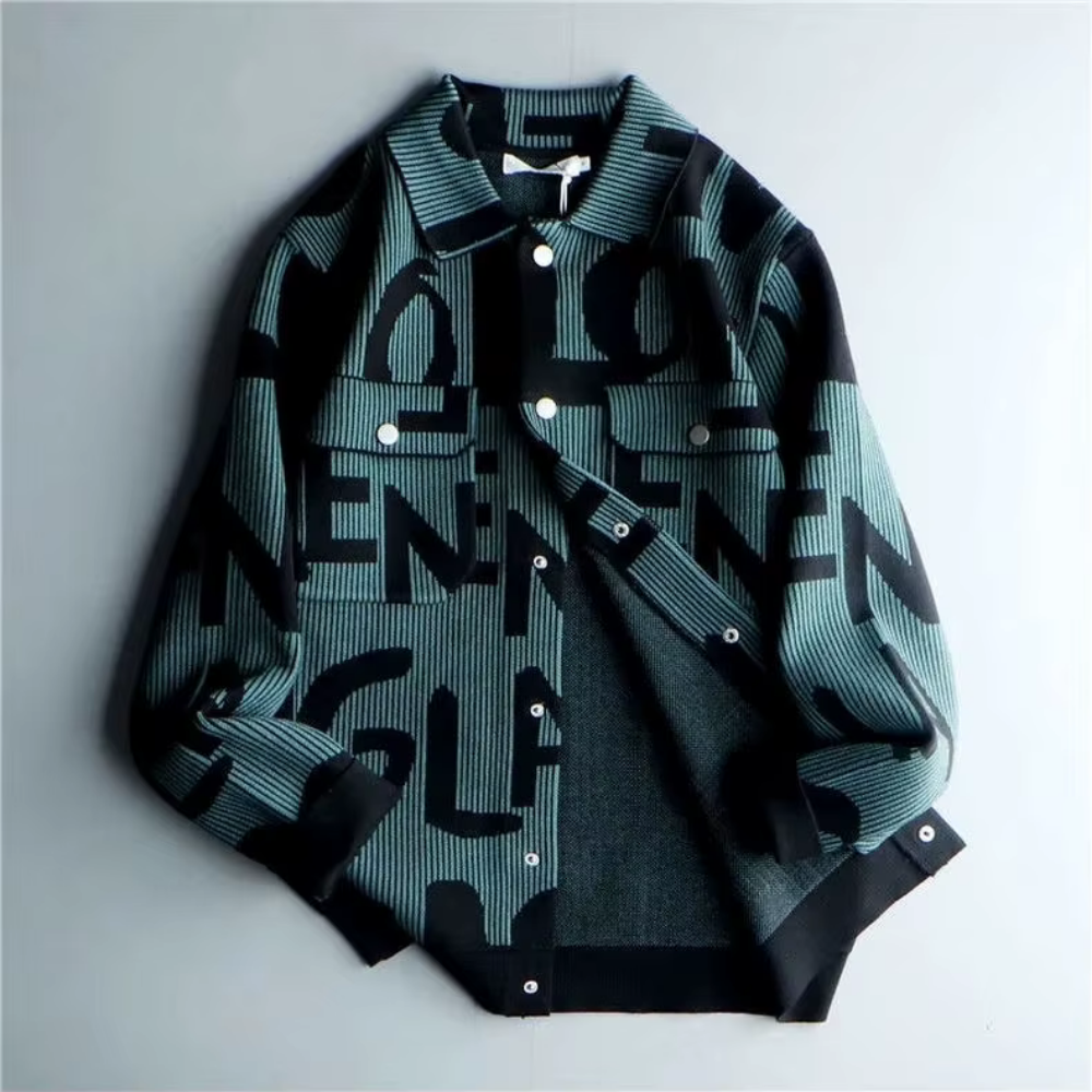 Levoire | Veste En Maille Statement Avec Impression Surdimensionnée Vert