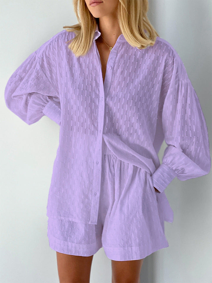Levoire | Ensemble Chic De Chemise Et Shorts Lila (presque épuisé)
