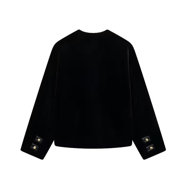 Levoire | Veste En Velours Noir Élégant Avec Des Boutons Dorés