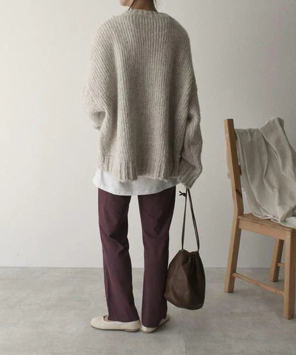 Levoire | Pull Surdimensionné Avec Poche Avant Beige Et Grandes Poches Profondes Pour Femmes