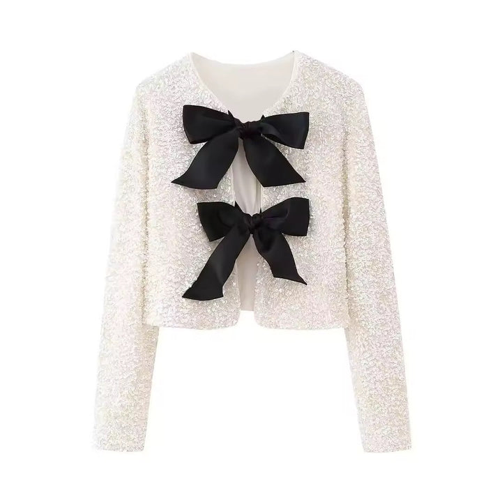 Levoire | Veste À Paillettes Avec Détails En Nœud Blanc