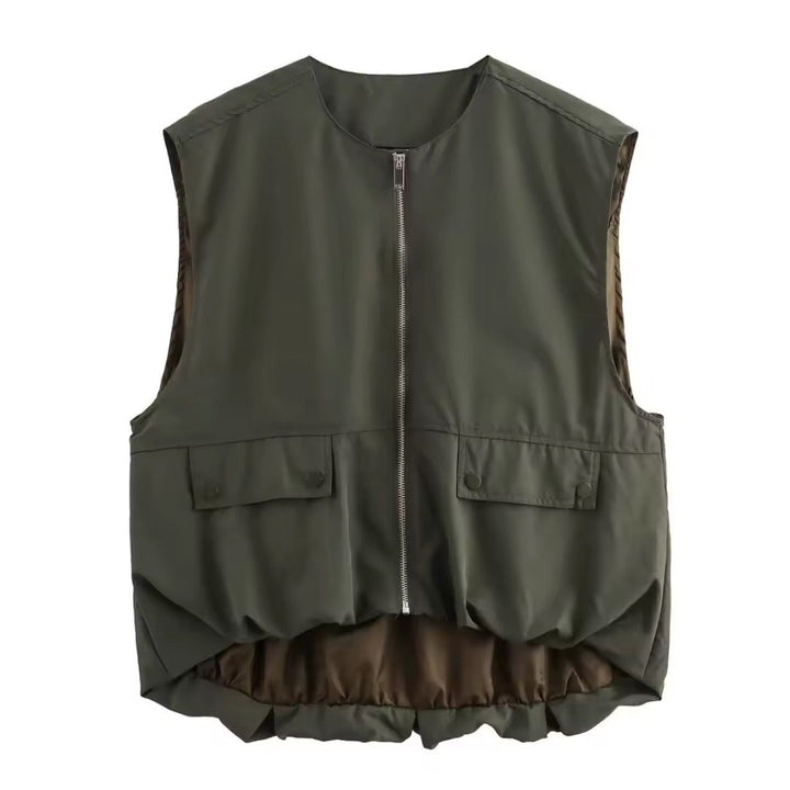 Levoire | Style Sans Manches Veste Avec Fermeture Éclair Vert