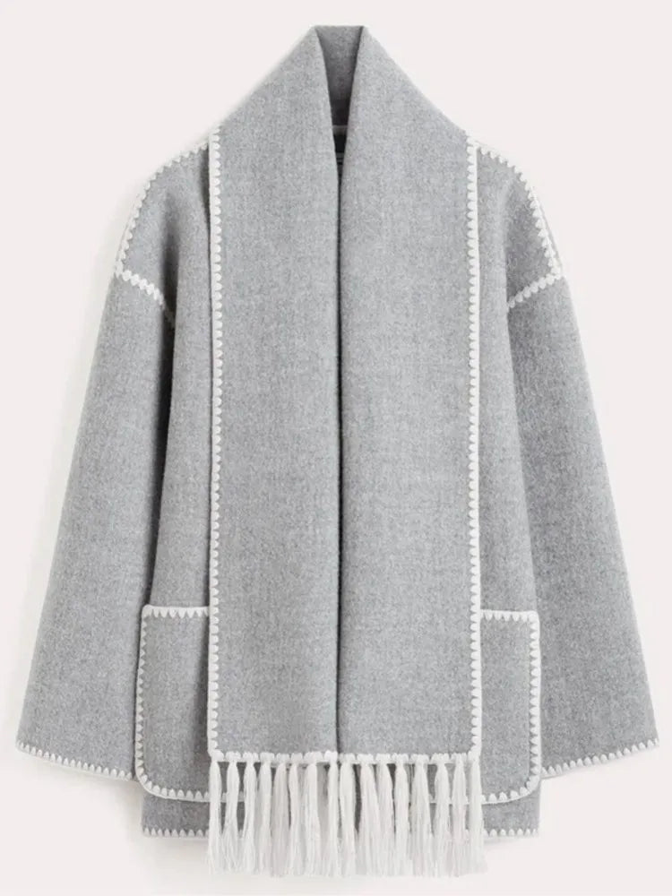 Levoire | Élégant Écharpe-Chaqueta Chaud Gris