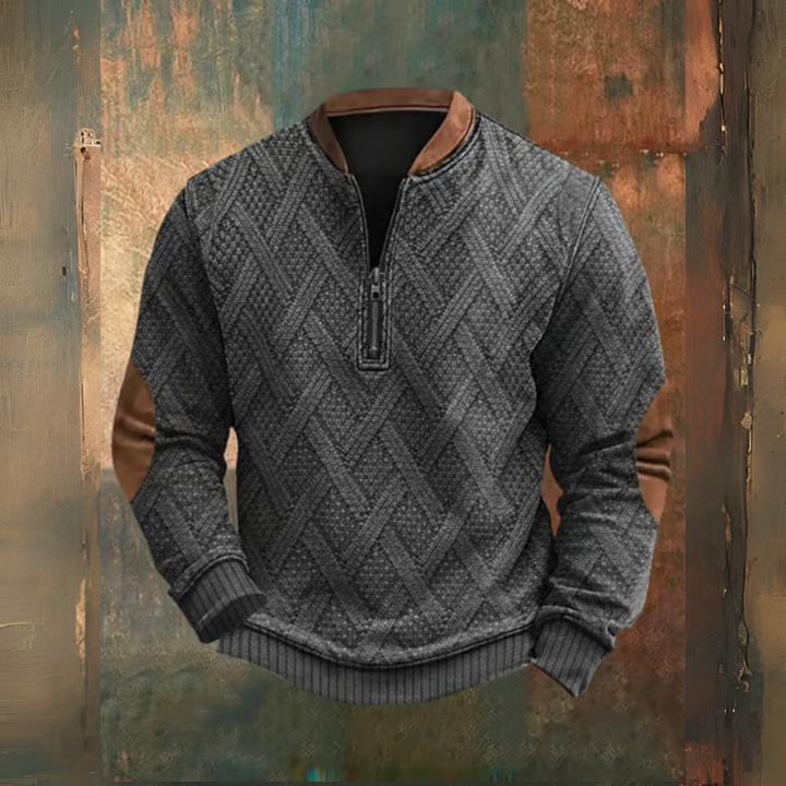 Levoire | Imprimé Rétro Western À Zip Pullover Gris